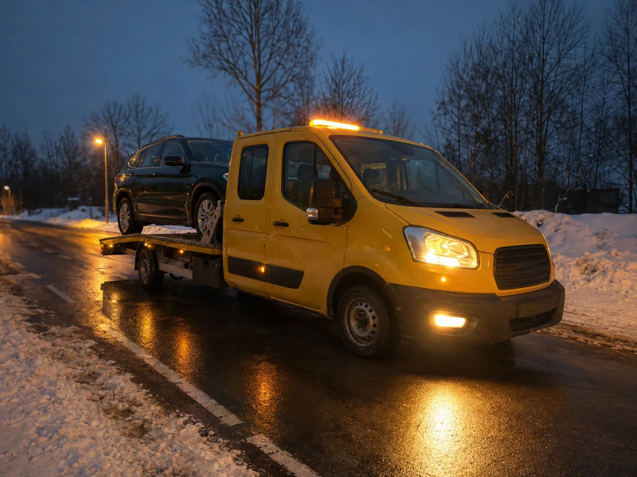Pomoc drogowa nocą na poboczu – dowóz paliwa Świdnica